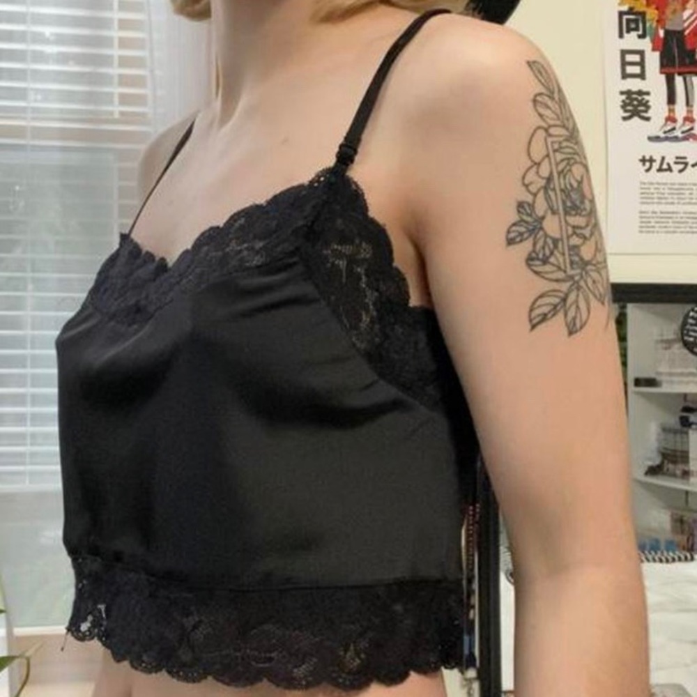 Black Silk & Lace Cropped Cami